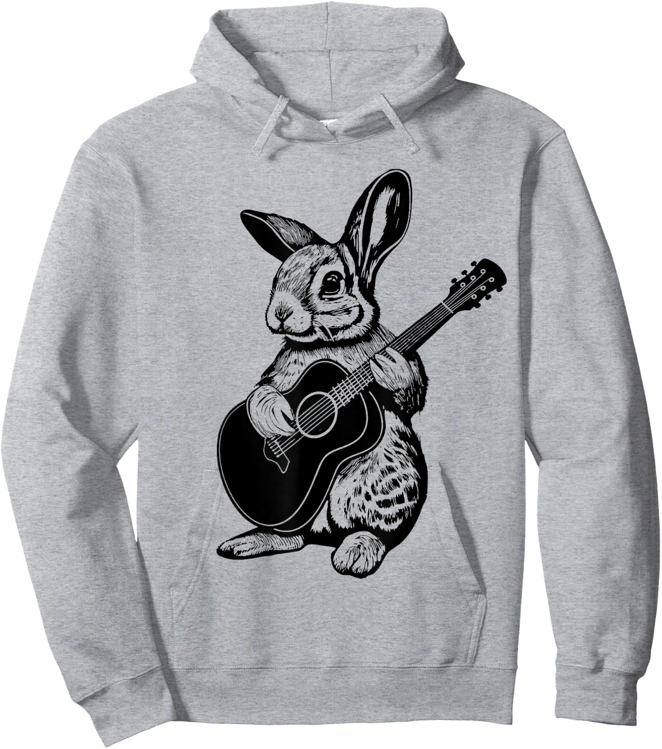 Bunny Playing Acoustic Guitar Easter Rabbit Women, Men, Kids Hoodie - Hoodie | Ash