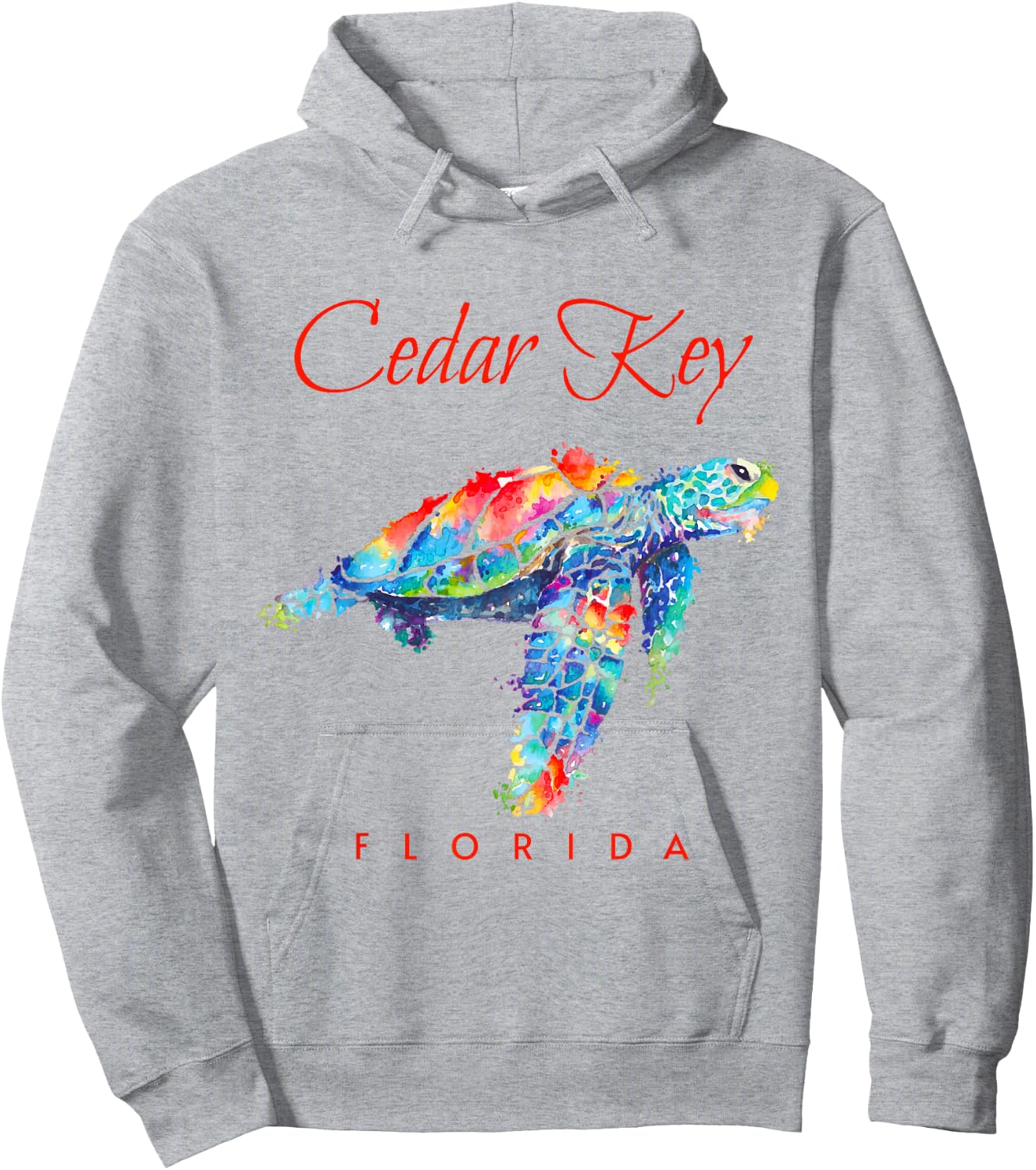 Cedar Key Florida Watercolor Sea Turtle Hoodie - Hoodie | Ash