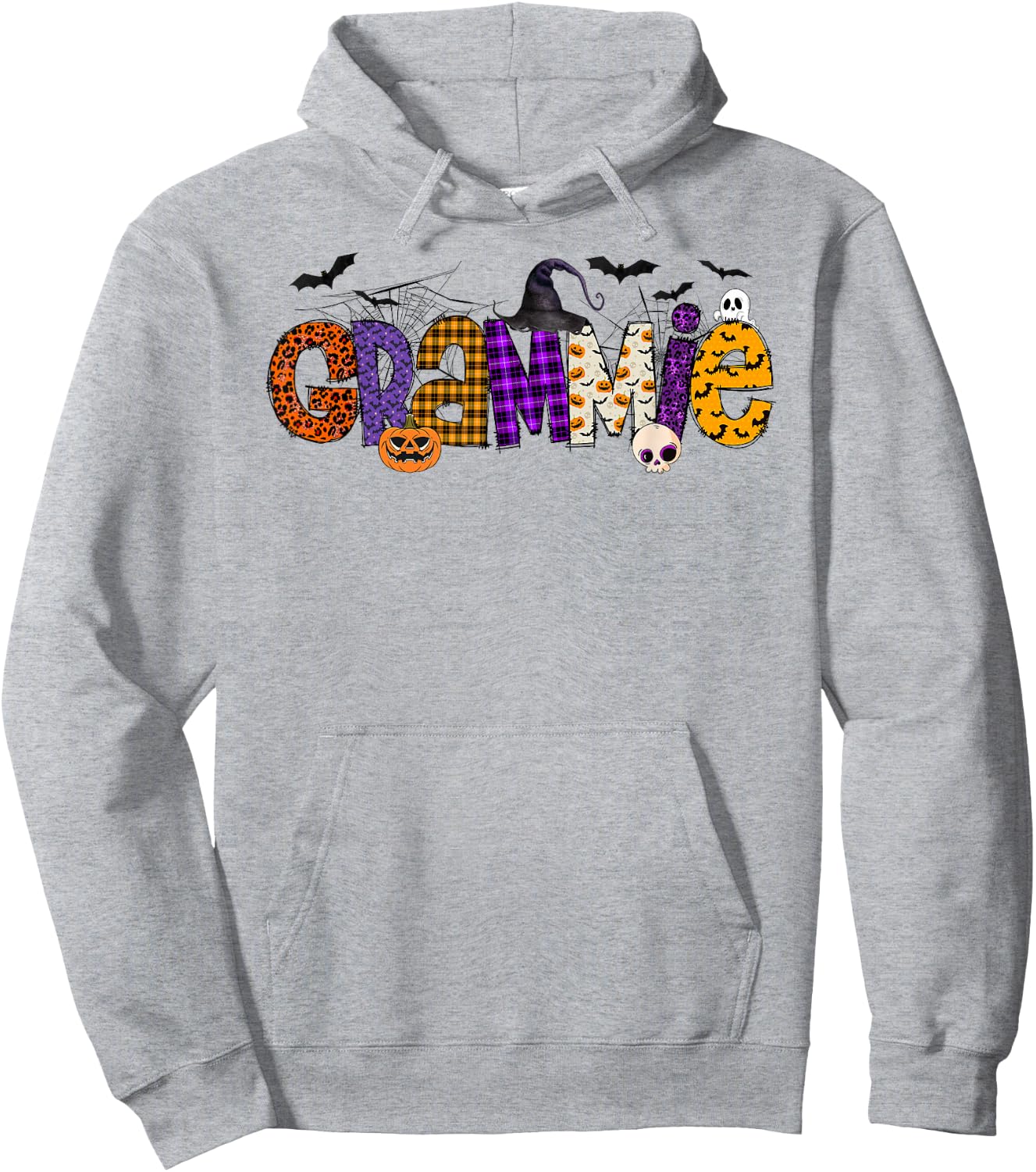 Grammie Witch Hat Pumpkin Ghost Funny Halloween Costume Hoodie - Hoodie | Ash