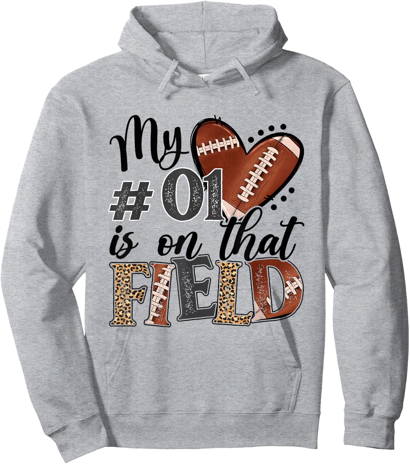 My heart is On That Field Custom Number 01 Football Mom Hoodie - Hoodie | Ash