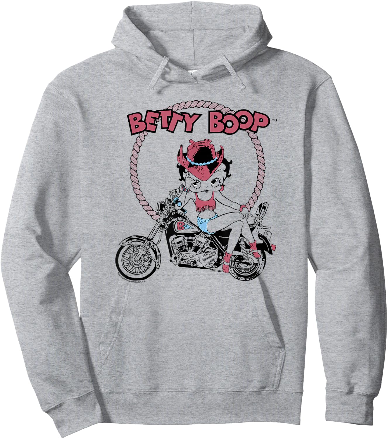 Betty Boop Cowgirl Biker Sitting Pose Outline Hoodie - Hoodie | Ash