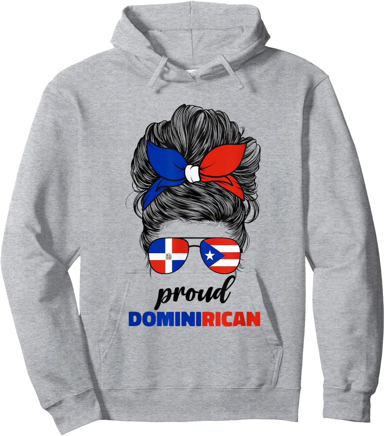 DominiRican Girl Women Dominican And Puerto Rican Rico Flag Hoodie - Hoodie | Ash