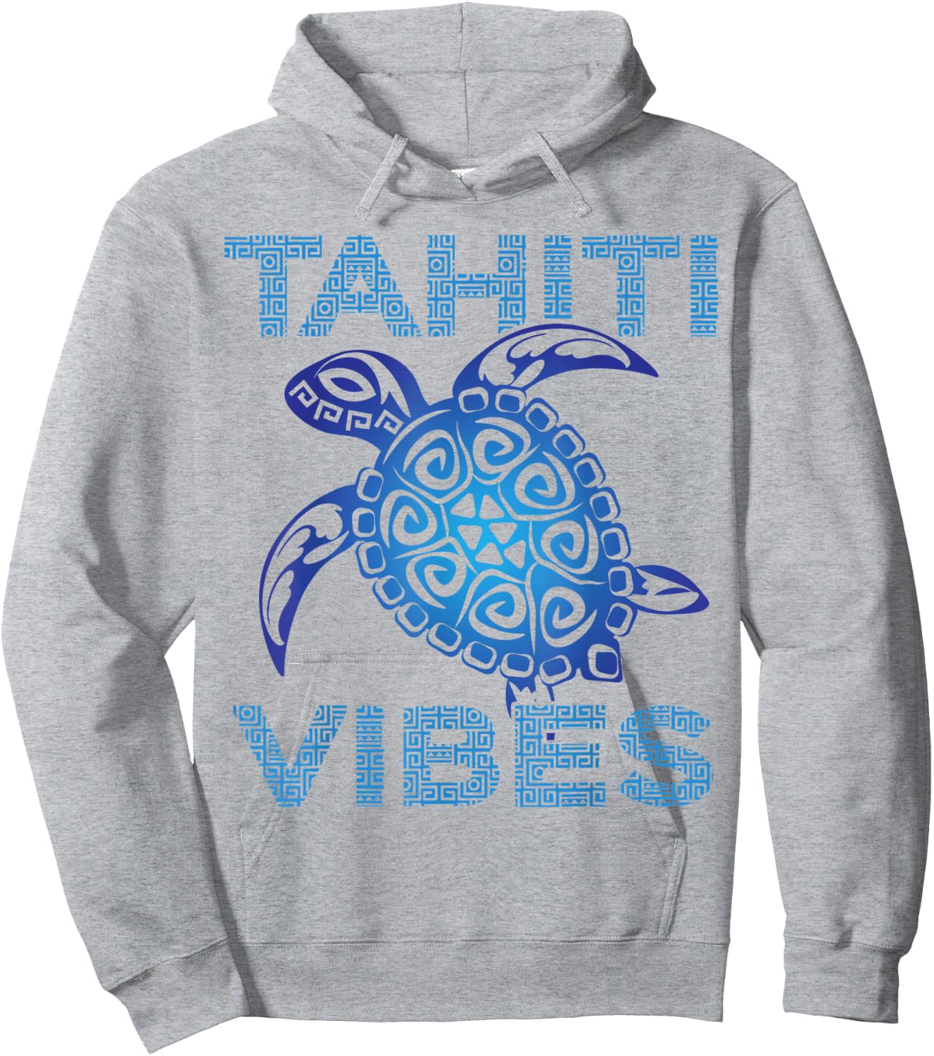 Polynesian Blue Tribal Sea Turtle Tahiti Vibes Vacation Hoodie - Hoodie | Ash