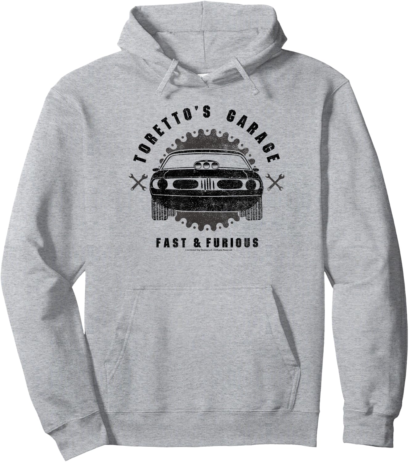Fast & Furious Vintage Muscle Car Toretto's Garage Hoodie - Hoodie | Ash
