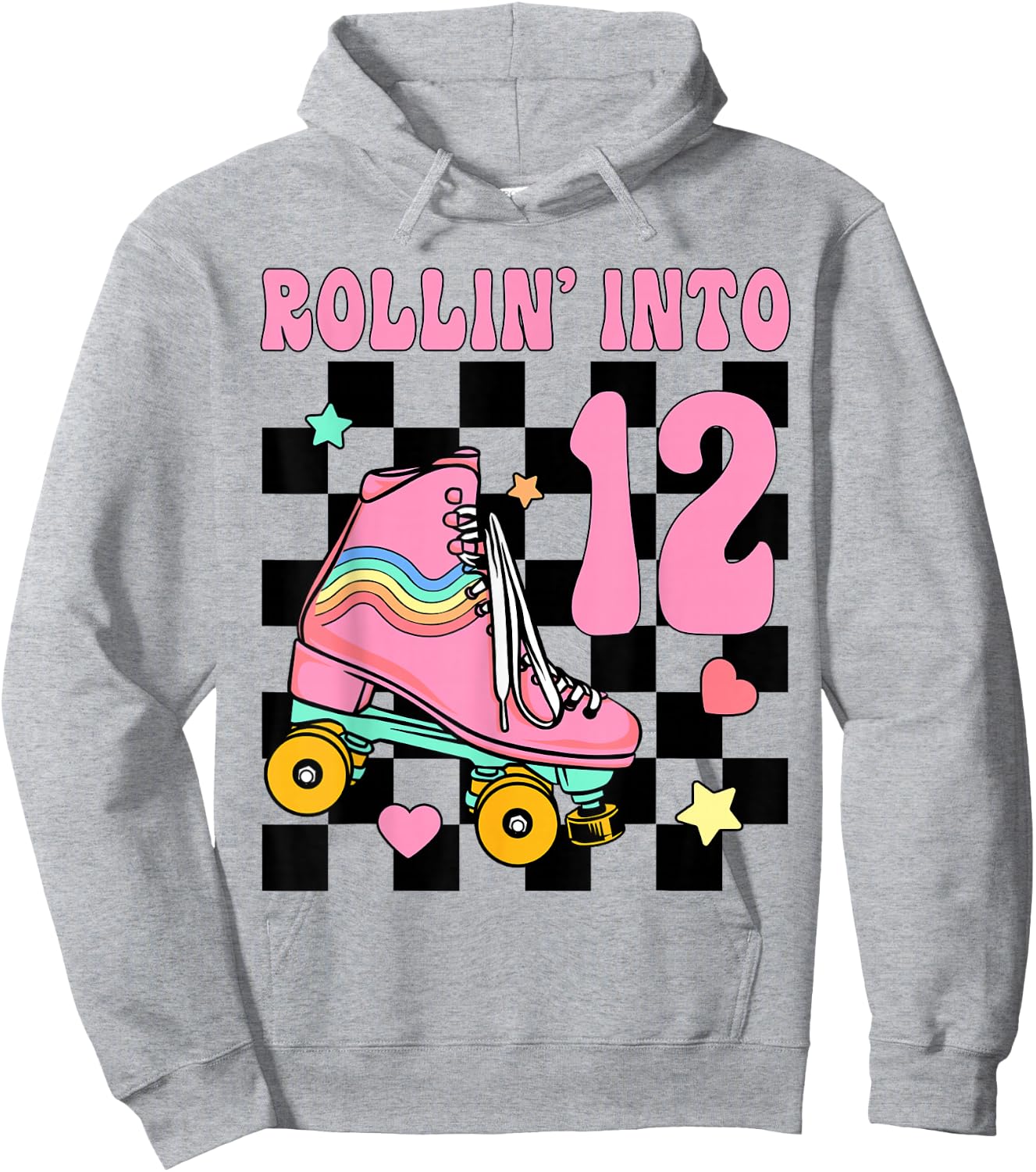 Rolling Into 12 Years Old Roller Skating Girl 12th Birthday Hoodie - Hoodie | Ash