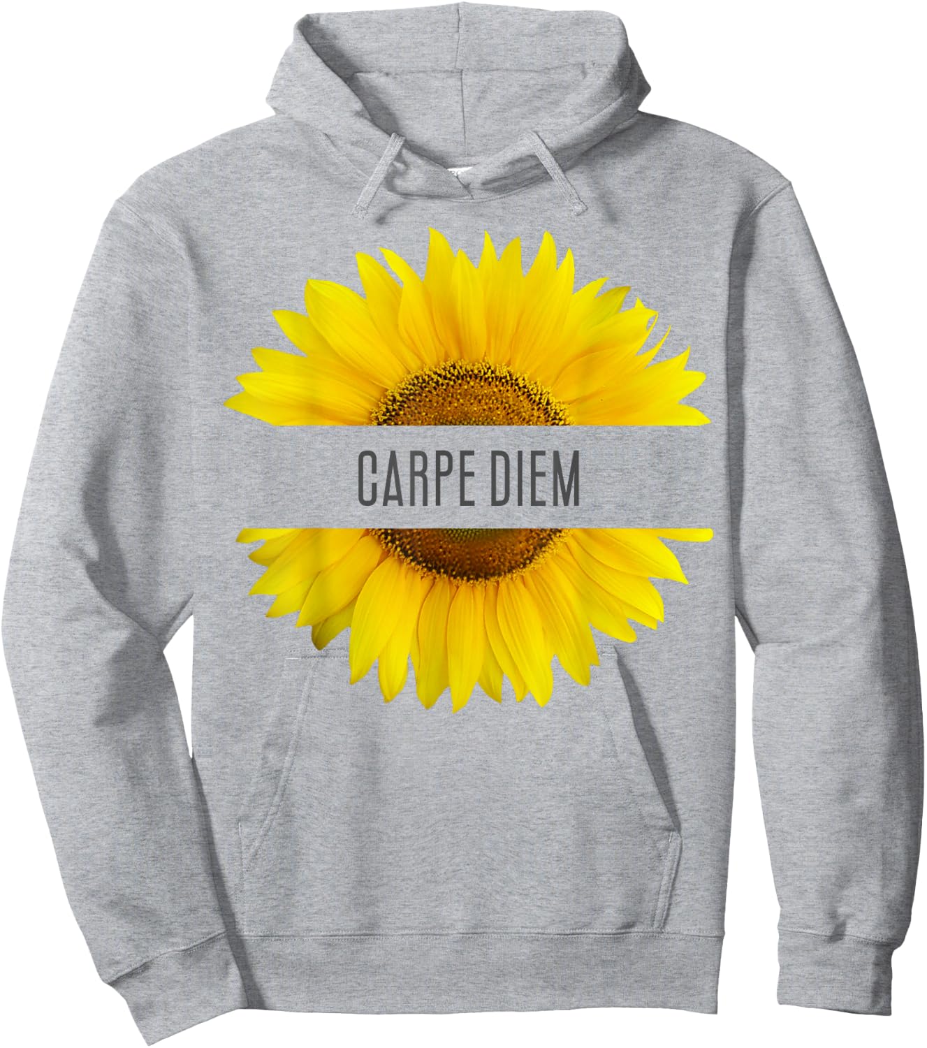 Sunflower with Sayings Carpe Diem Hoodie - Hoodie | Ash