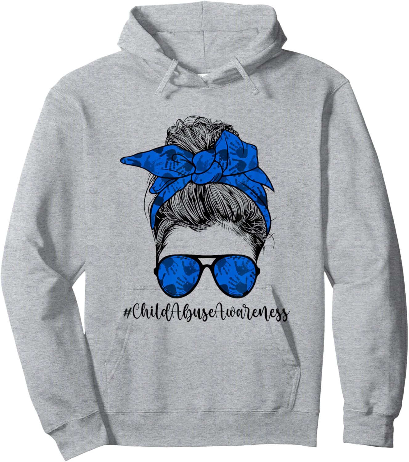 Child Abuse Awareness Messy Bun Child Abuse Prevention Month Hoodie - Hoodie | Ash