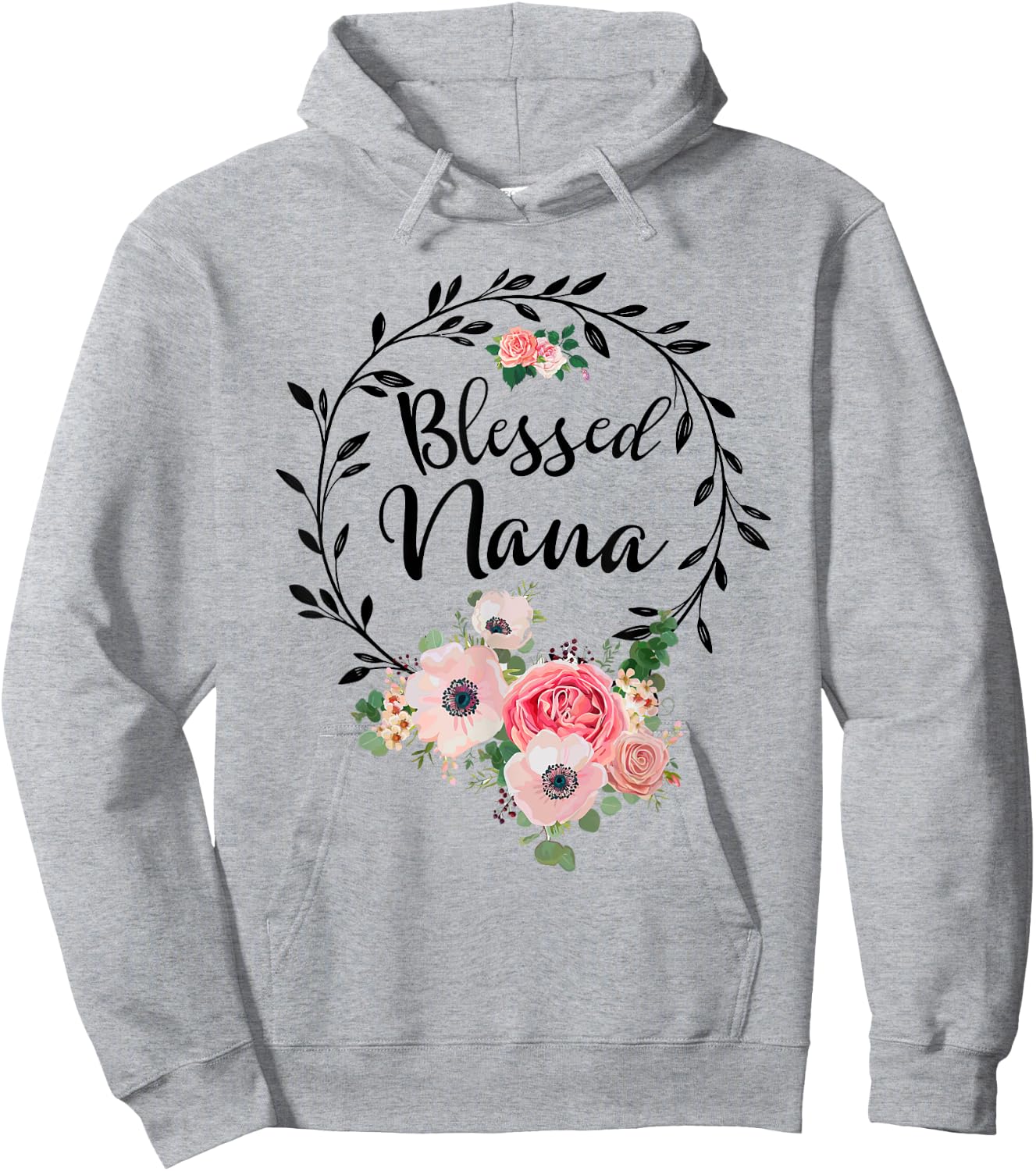 Blessed Nana Shirt Flower Decor Grandma Hoodie - Hoodie | Ash