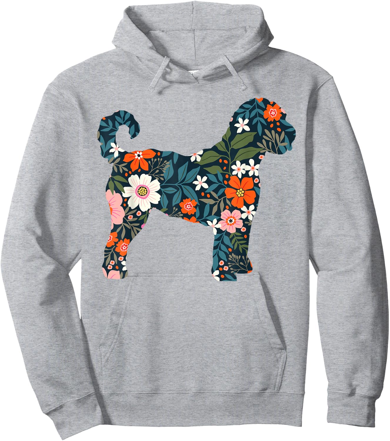 Floral Dog Silhouette for Labradoodle or Gooldendoodle Mom Hoodie - Hoodie | Ash