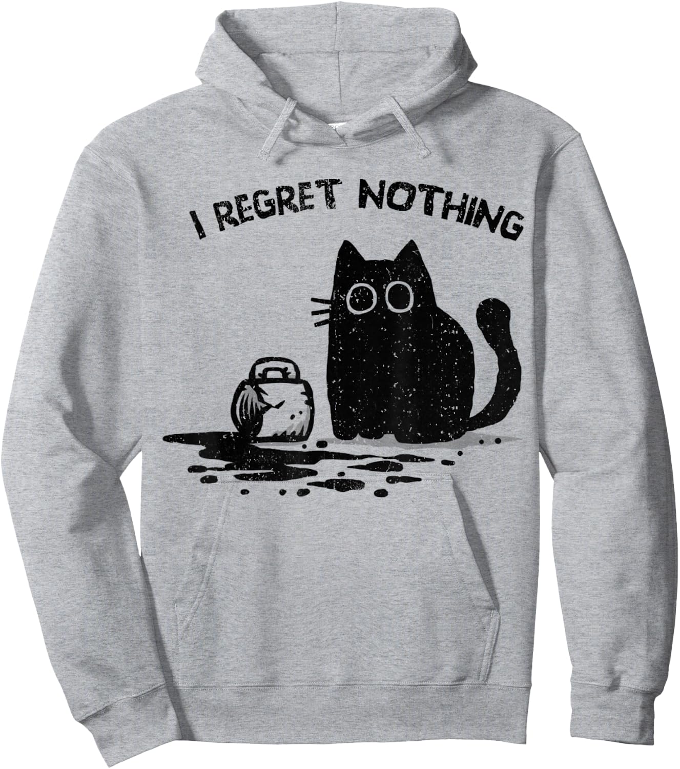 Vintage I Regret Nothing Cat Hoodie - Hoodie | Ash