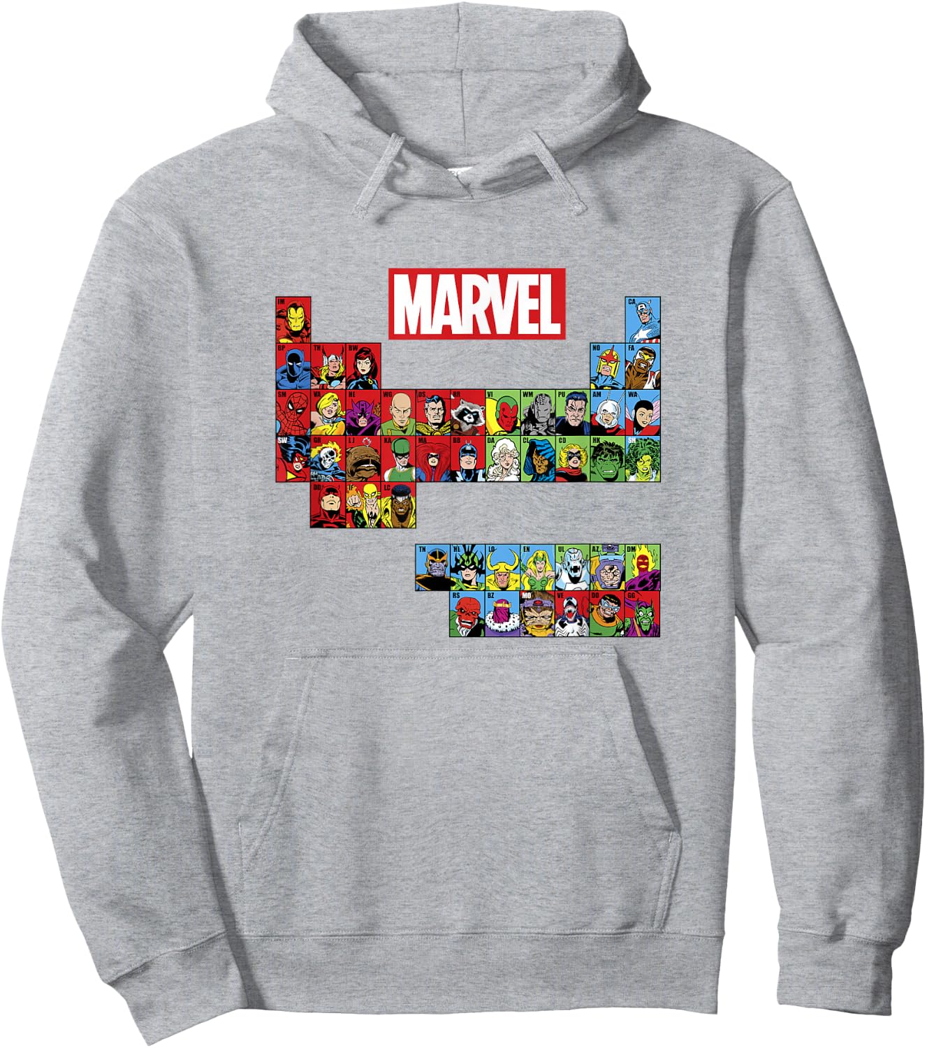 Marvel Comics Retro Classic Periodic Table Of Marvel Hoodie - Hoodie | Ash