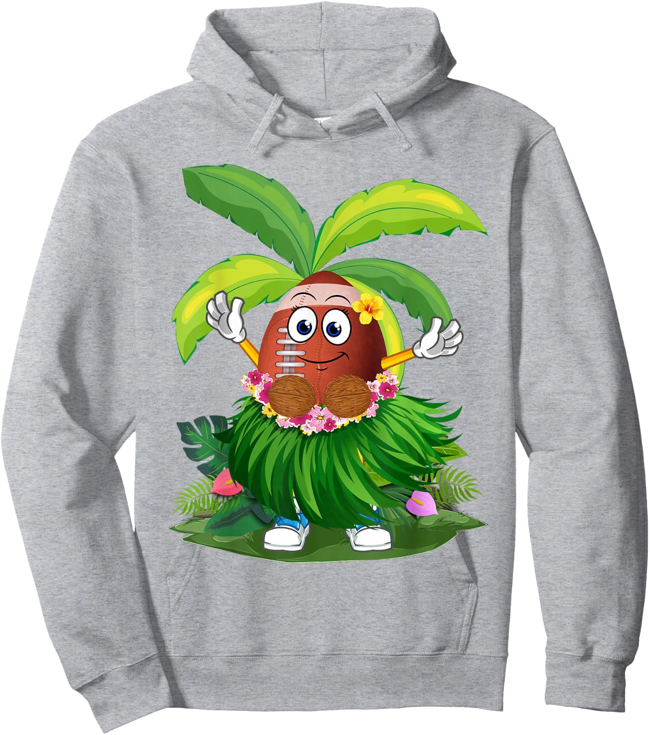 Funny Hawaii Football Ball Hawaiian Tropical Summer Vacation Hoodie - Hoodie | Ash
