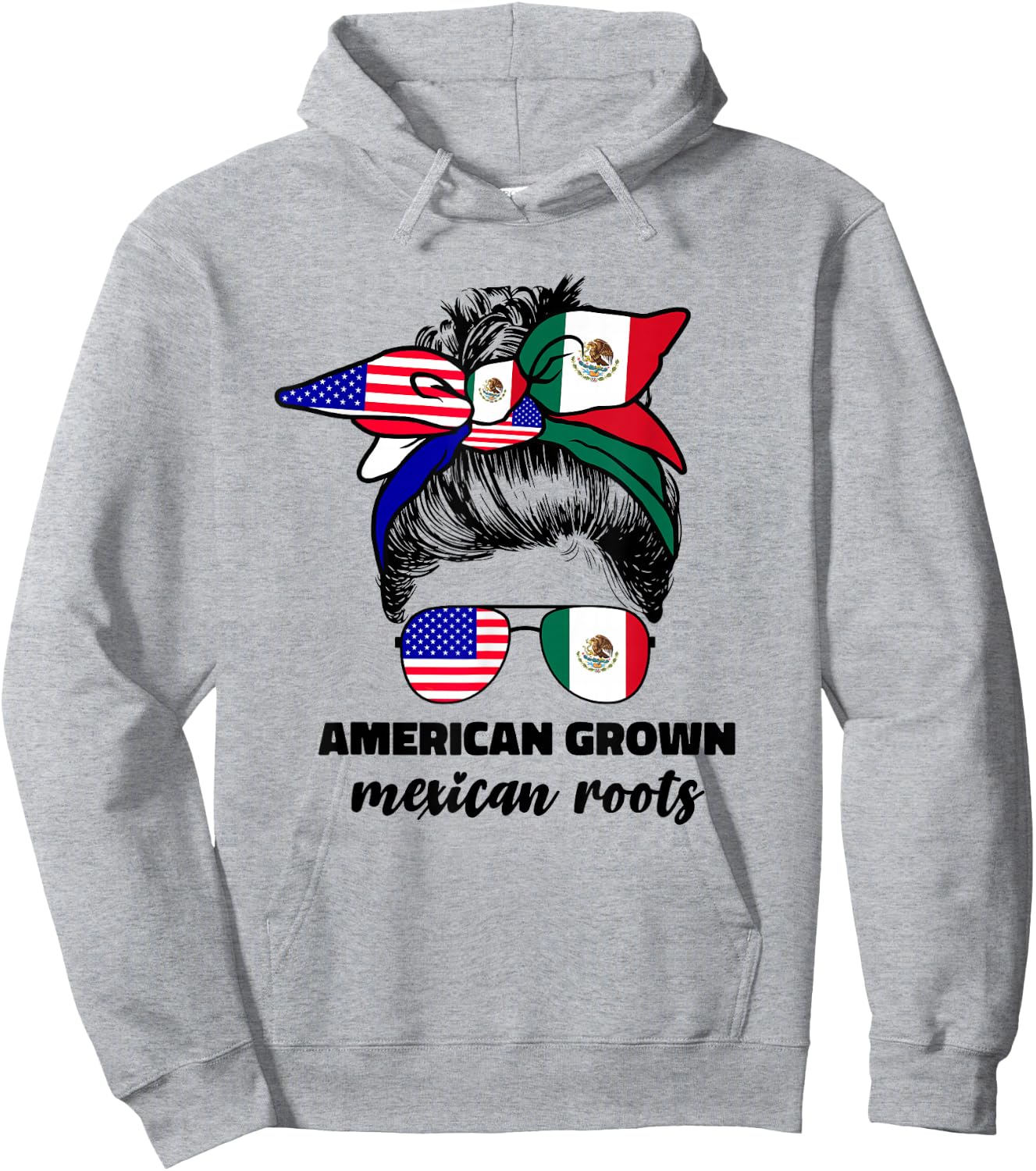 Half Mexican And American Mexico America Flag Girl Hoodie - Hoodie | Ash