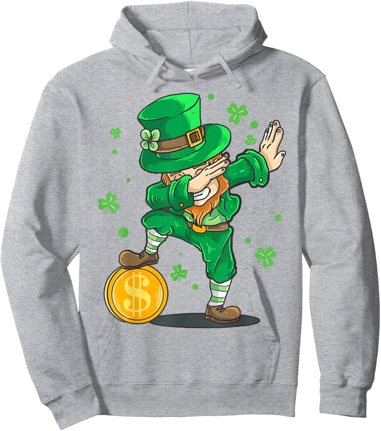 Dabbing Leprechaun St Patricks Day Funny Irish Kids Boy Men Hoodie - Hoodie | Ash