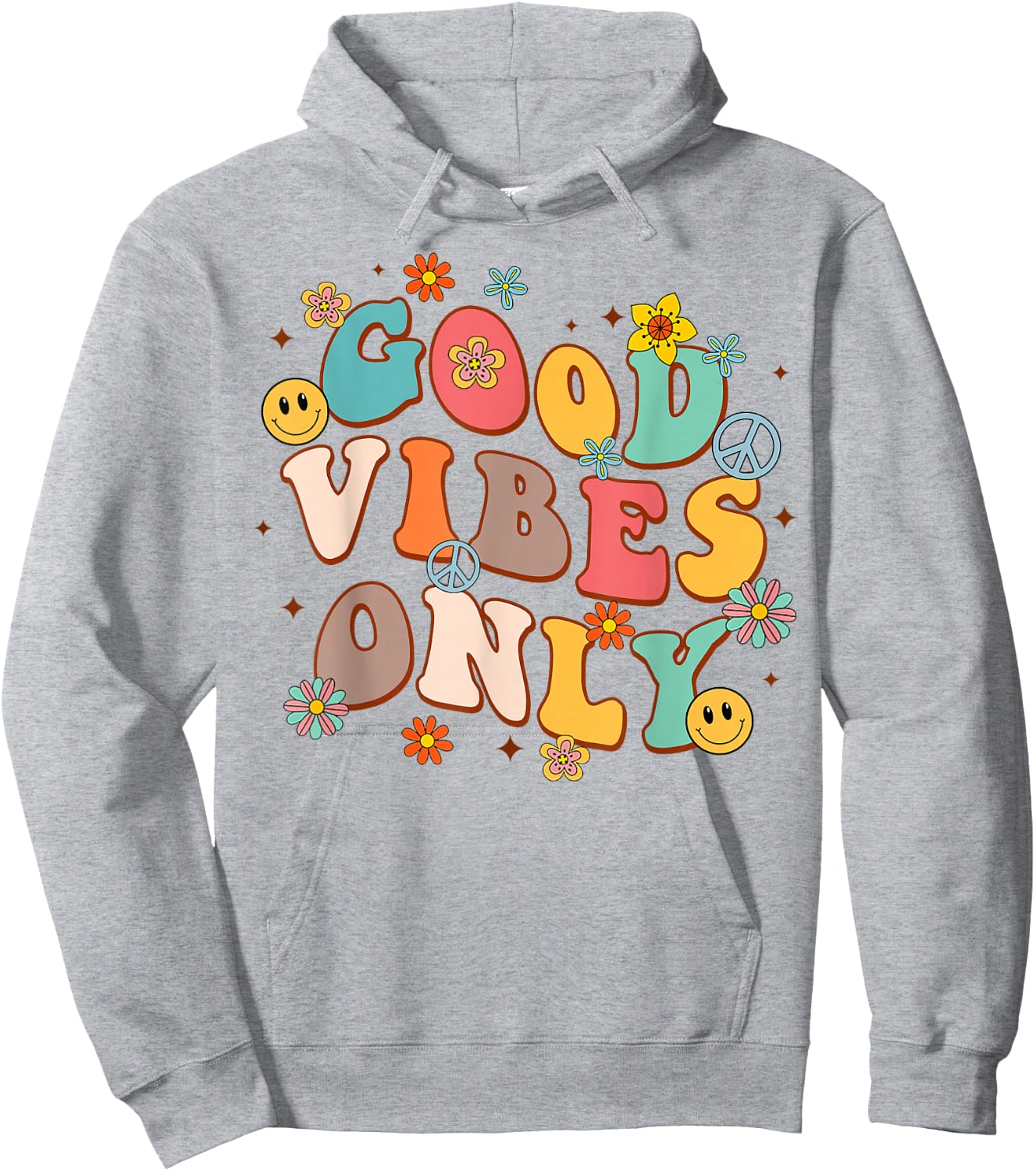 Good Vibes Only Peace Sign Love 60s 70s Retro Groovy Hippie Hoodie - Hoodie | Ash