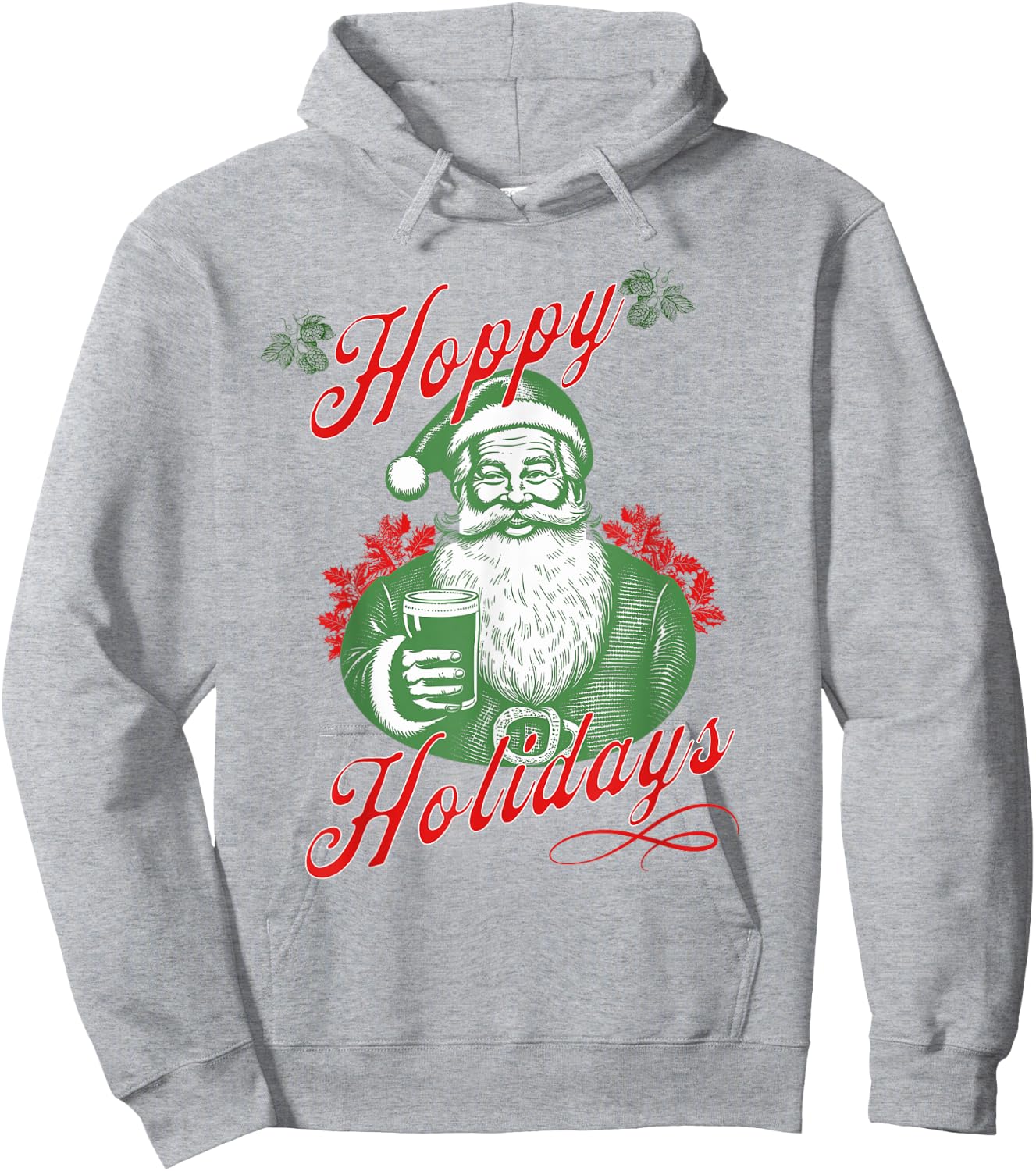 Hoppy Holidays Happy Holidays For Beer Lovers Santa Hops IPA Hoodie - Hoodie | Ash