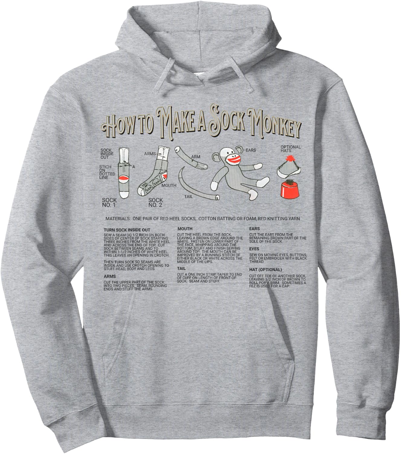 How to Make a Sock Monkey Vintage Sock Monkeys Hoodie - Hoodie | Ash