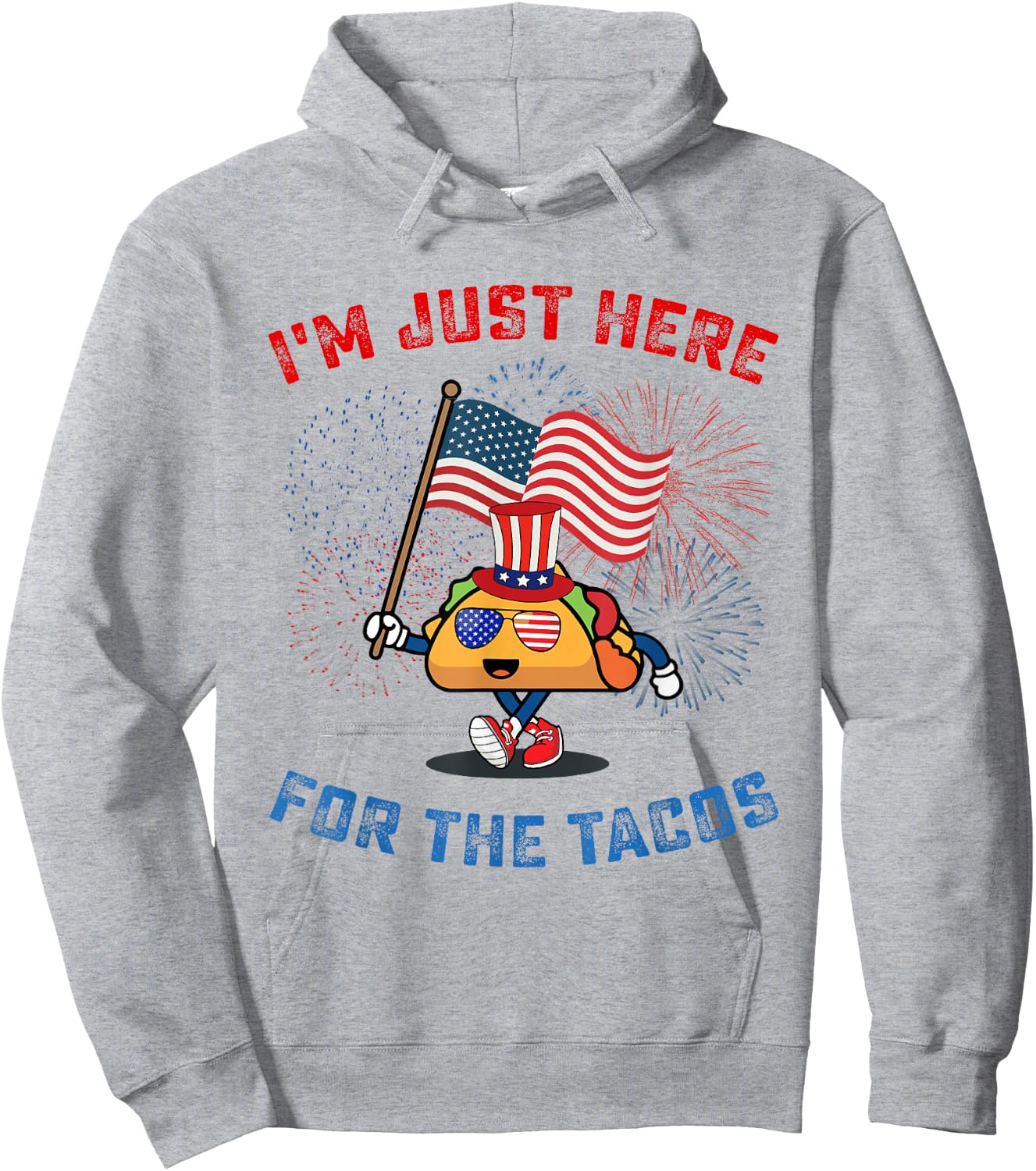 Funny I'm Just Here For The Tacos American 4Th Of July Taco Kids Men Hoodie - Hoodie | Ash