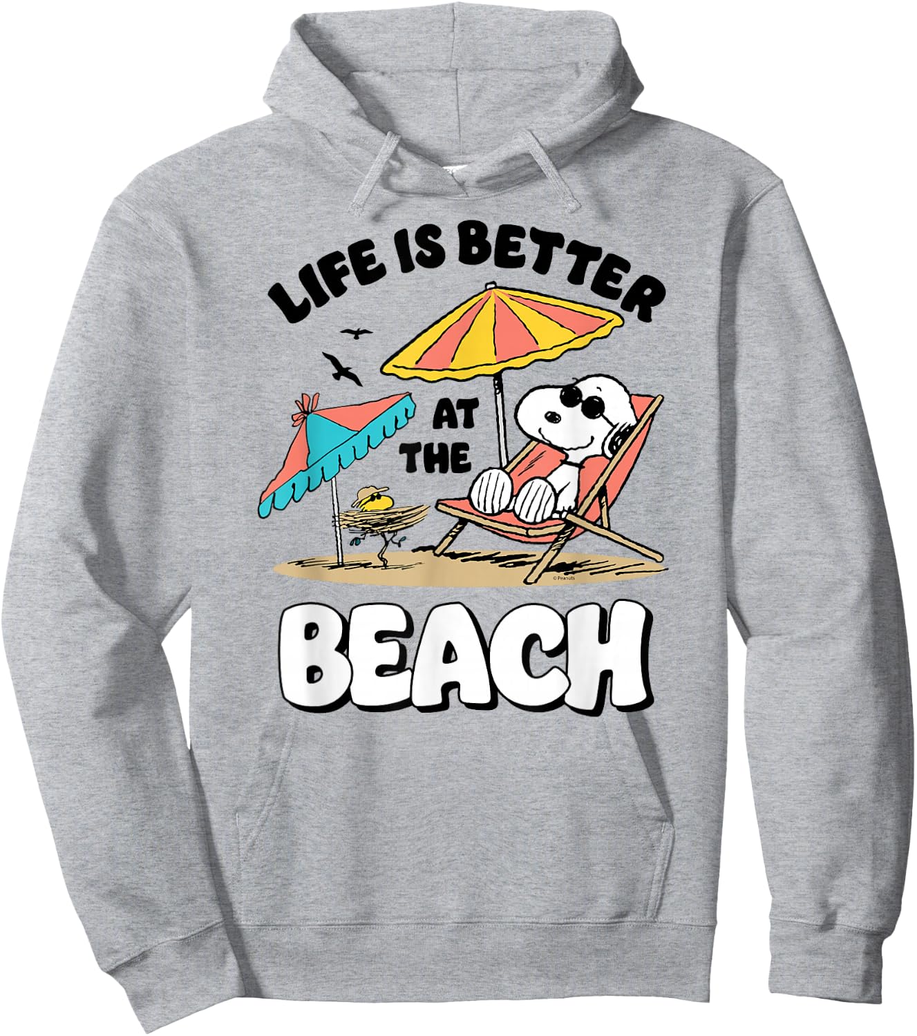 Peanuts Snoopy Woostock Life is Better on The Beach Hoodie - Hoodie | Ash