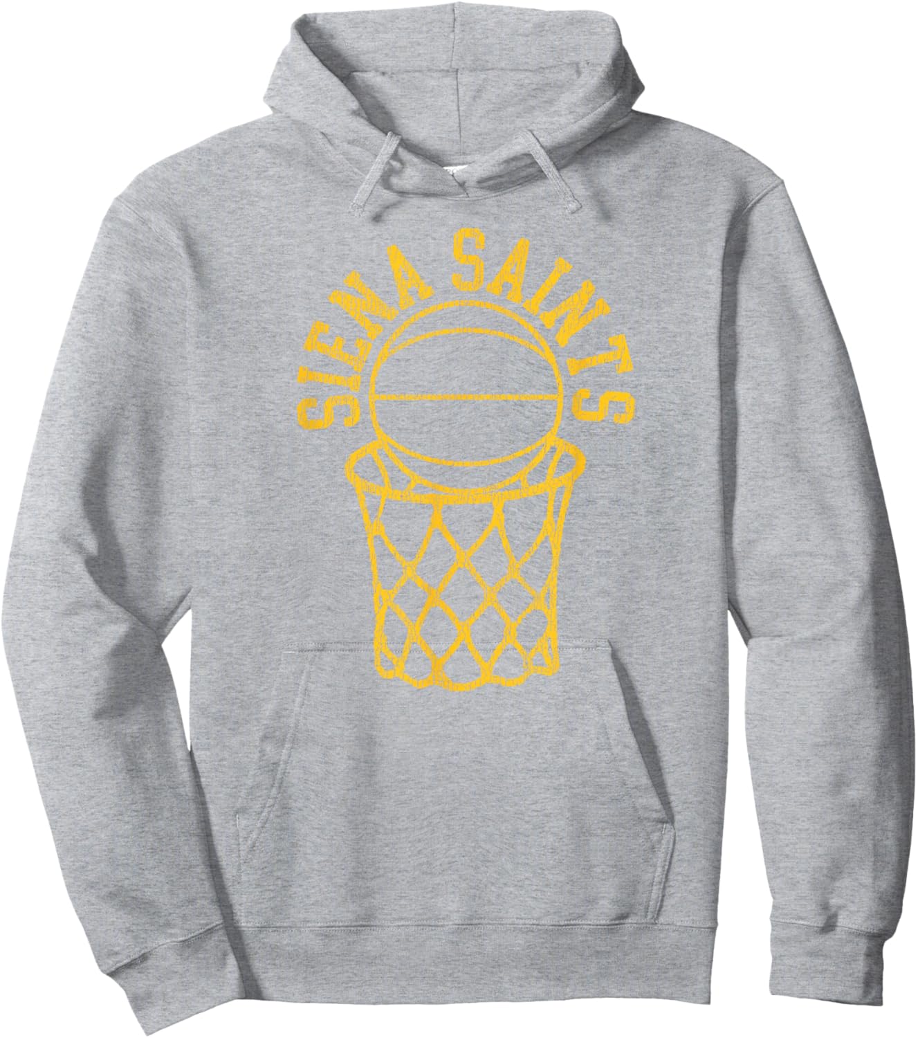 Siena College Distressed Vintage 80s Basketball Net Graphic Hoodie - Hoodie | Ash
