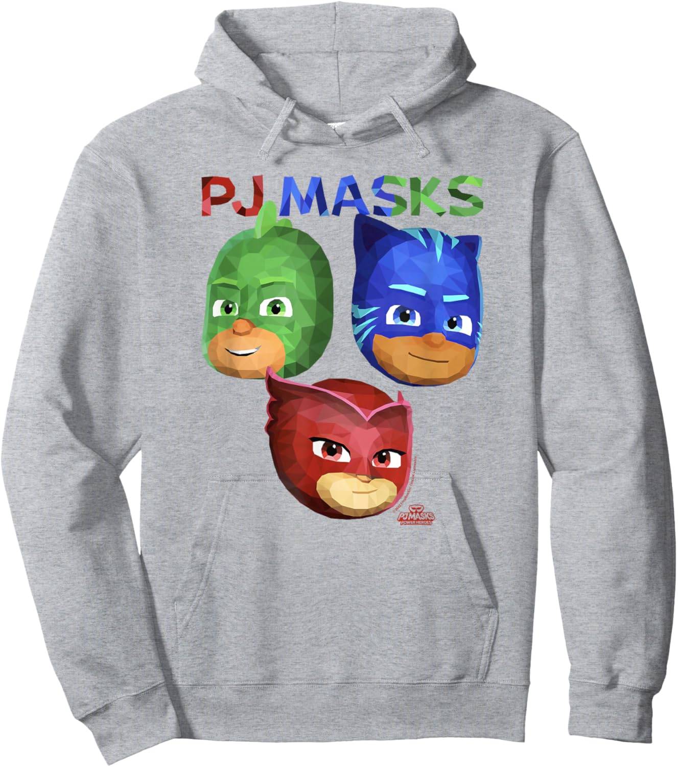 PJ Masks Group Shot Power Heroes Faces Logo Hoodie - Hoodie | Ash