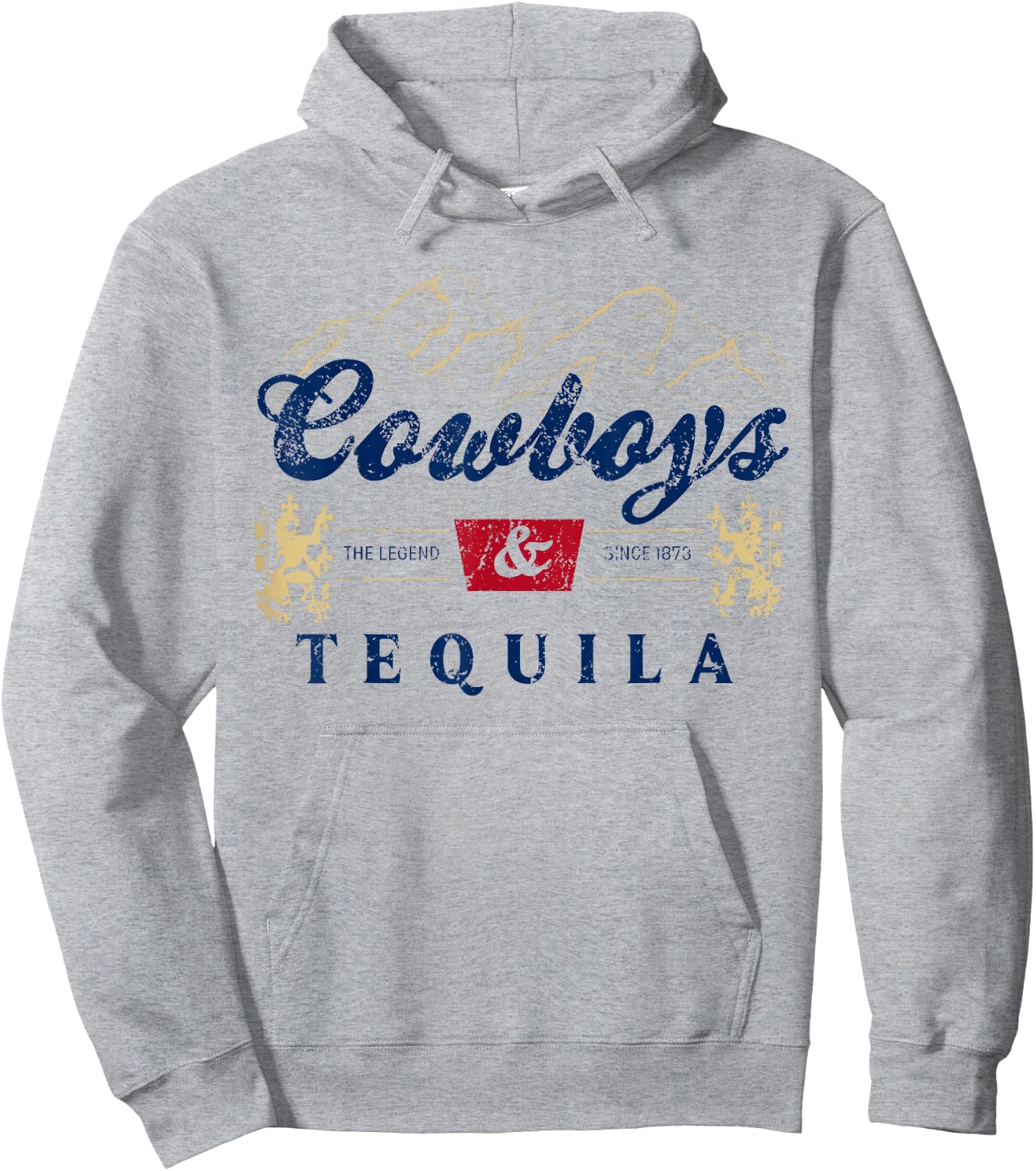 Vintage Cowboys And Tequila Western Funny Tequila Drinking Hoodie - Hoodie | Ash