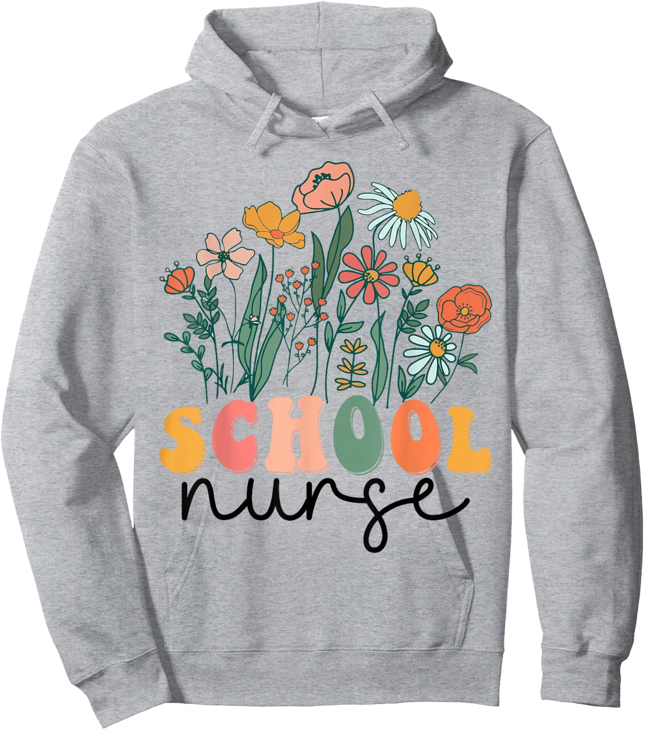 Groovy Wildflower School Nurse Hoodie - Hoodie | Ash