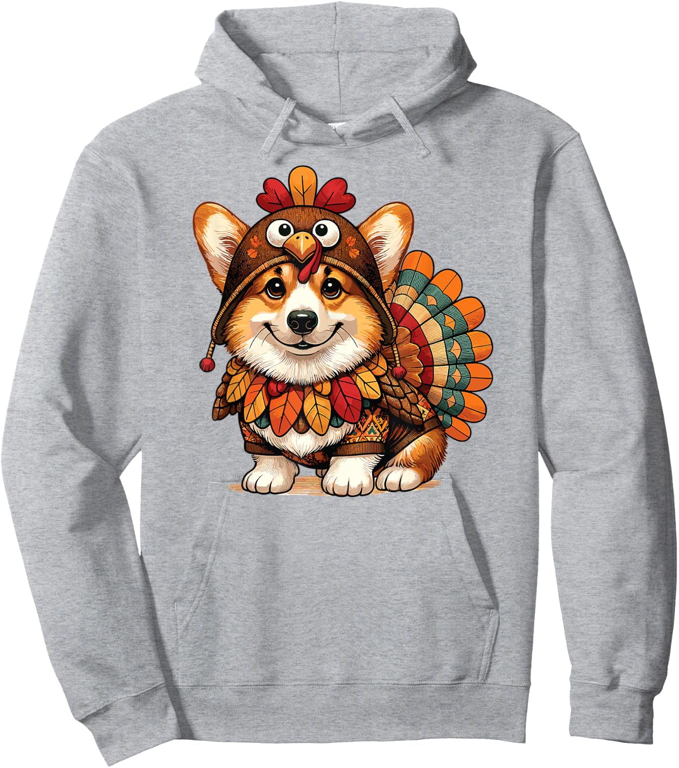 Corgi Dog Turkey Thanksgiving Costume Women Men Kids Toddler Hoodie - Hoodie | Ash