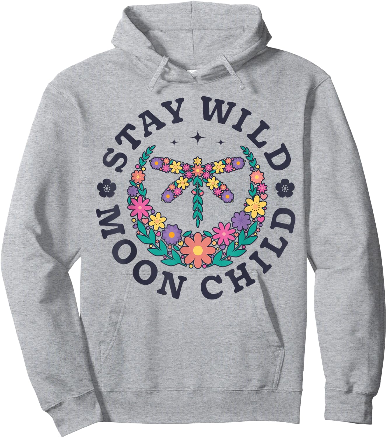 Stay Wild Moon Child Hippie Dragonfly Retro 70s Bug Insect Hoodie - Hoodie | Ash