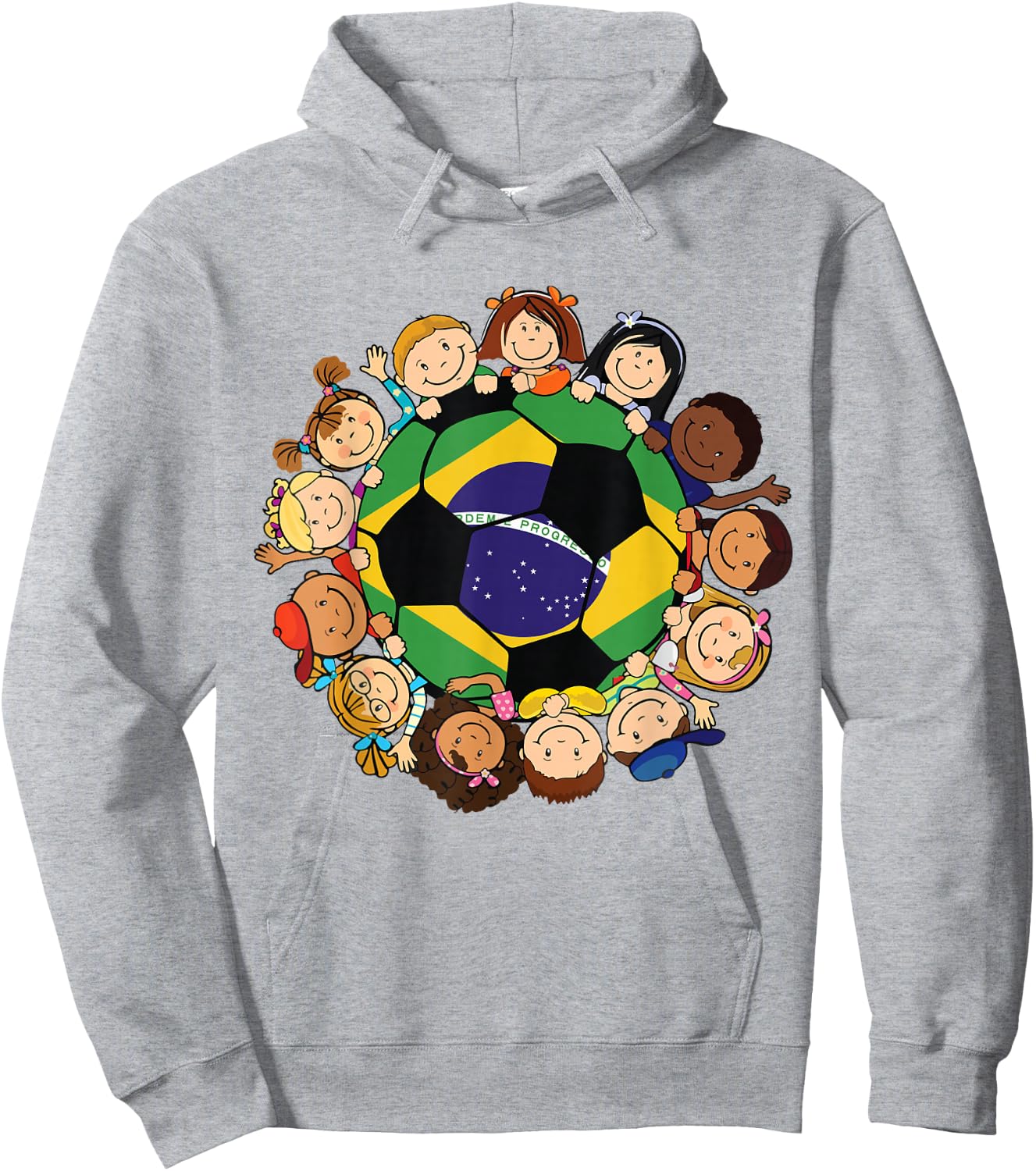 Brazil Soccer Ball Kids Toddler Girls Around Brazilian Flag Hoodie - Hoodie | Ash