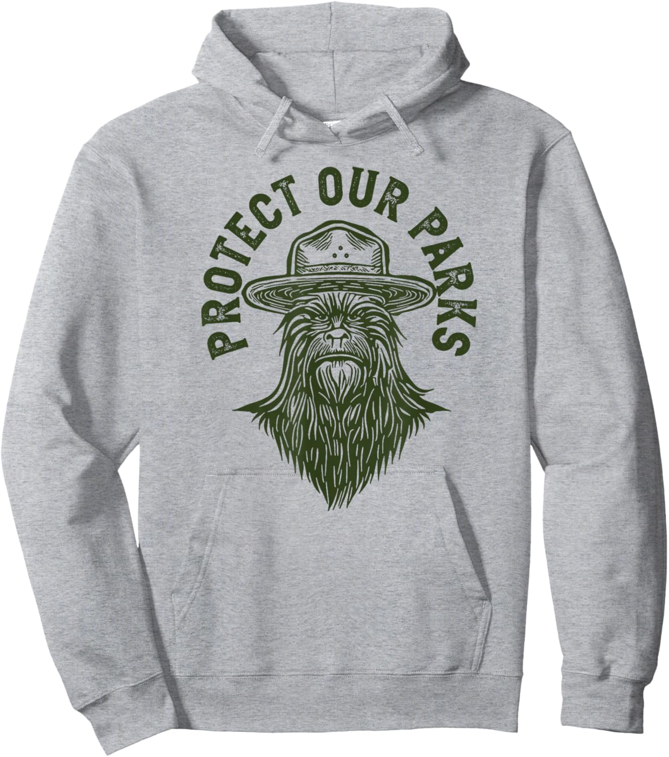 Giant Step Design Co. Protect Our Parks! Sasquatch Park Ranger Funny Bigfoot Hoodie - Hoodie | Ash