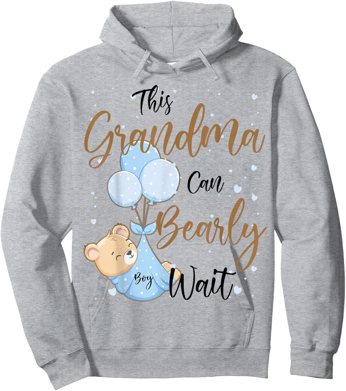 Baby Bear Baby Shower Theme Grandma Bearly Wait Baby Boy Hoodie - Hoodie | Ash