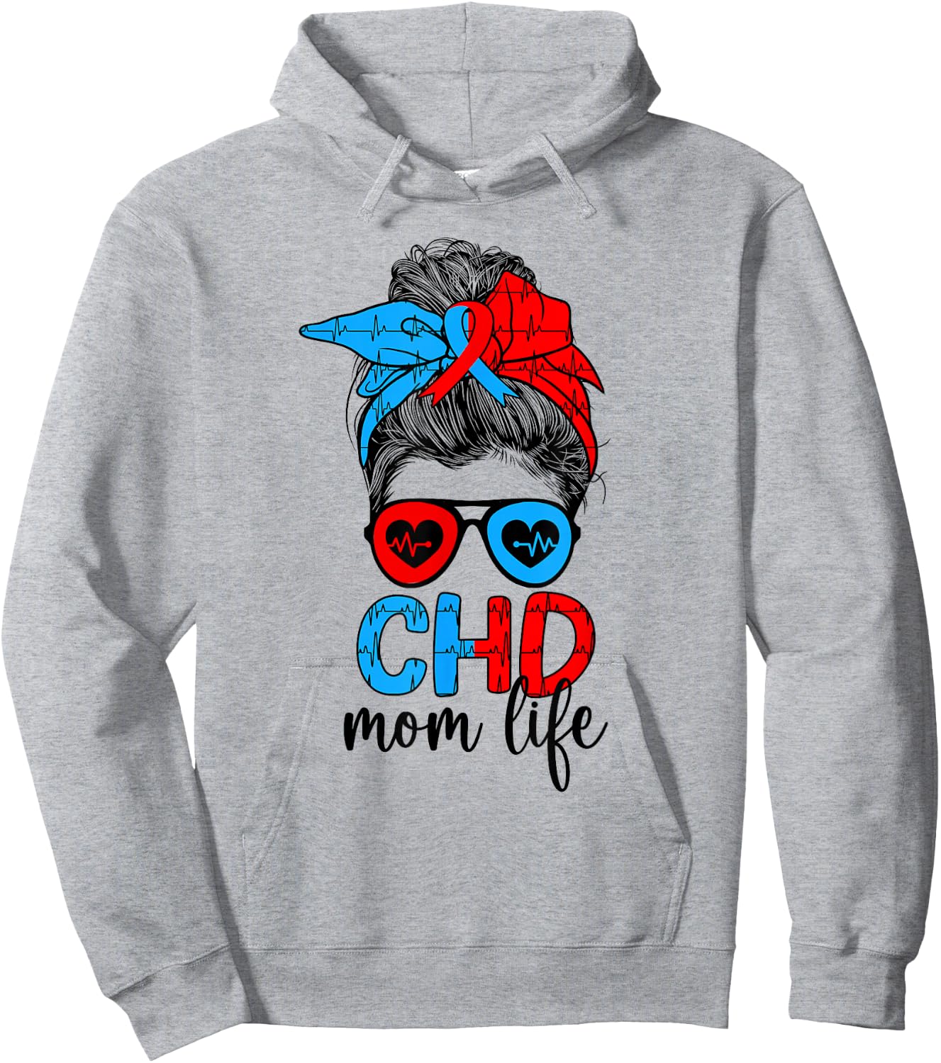 CHD Mom Life Mom Of A CHD Warrior Mother CHD Awareness Hoodie - Hoodie | Ash
