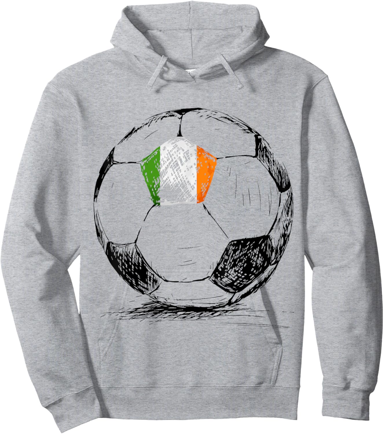 Ireland Irish Eire Flag Design on Soccer Ball Jersey Hoodie - Hoodie | Ash