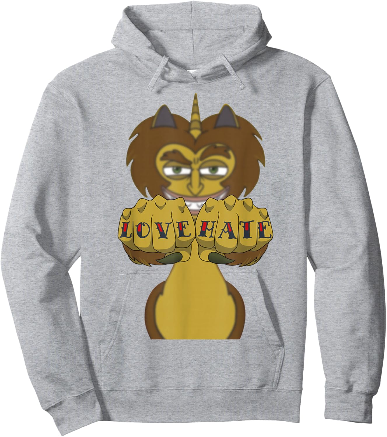 Big Mouth Maury The Hormones Monster Love Hate Fists Hoodie - Hoodie | Ash