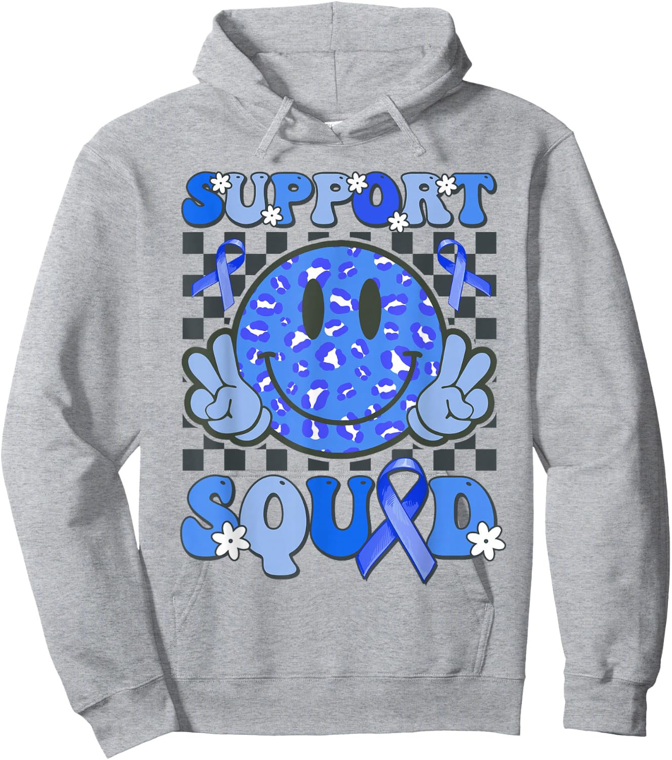 Support Squad Cute Smile Face T1D Type 1 Diabetes Awareness Hoodie - Hoodie | Ash