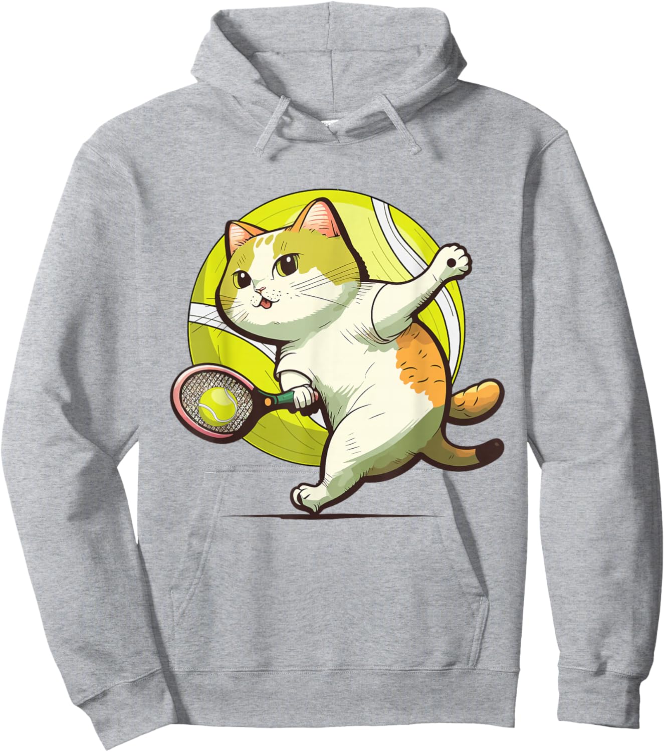 Funny Tennis Racket Cat Playing Tennis Hoodie - Hoodie | Ash