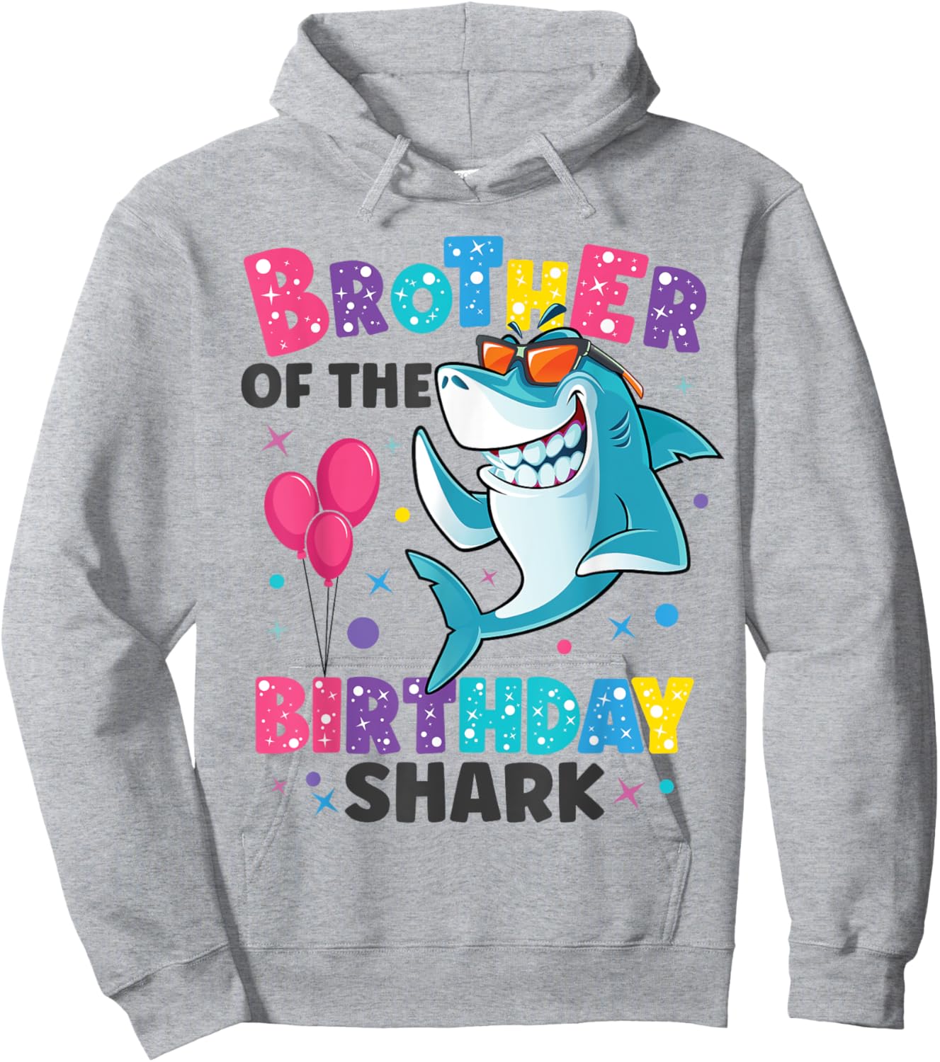 Brother of the Shark Birthday Big Bro Matching Family Hoodie - Hoodie | Ash