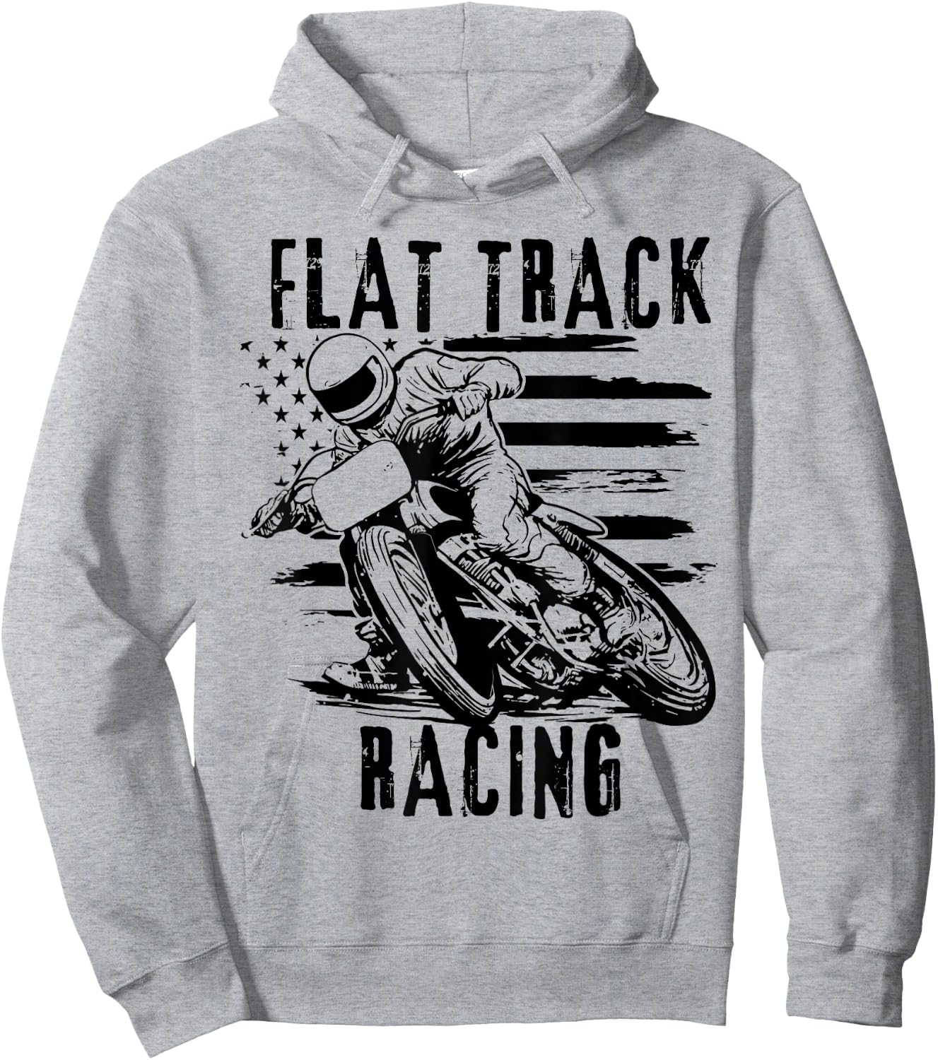 Flat Track Motorcycle Racing American Flag Speedway Dirt Hoodie - Hoodie | Ash