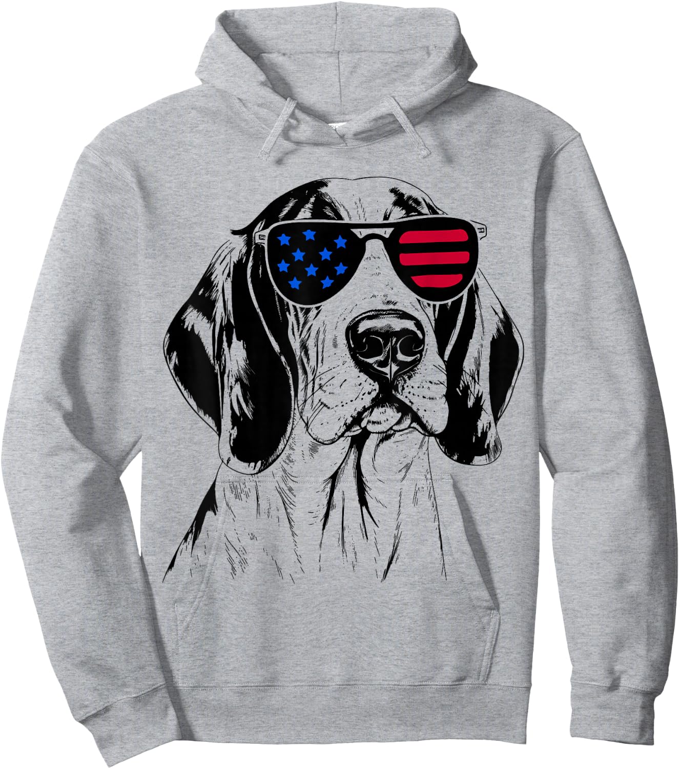 Treeing Walker Coonhound Dog 4th July America USA Flag Hoodie - Hoodie | Ash