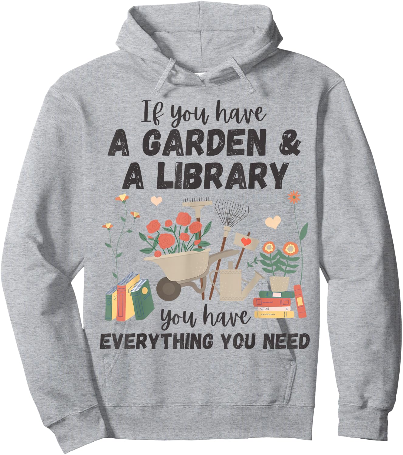 Gardening & Library Lover Books Reading Plants Cute Hoodie - Hoodie | Ash