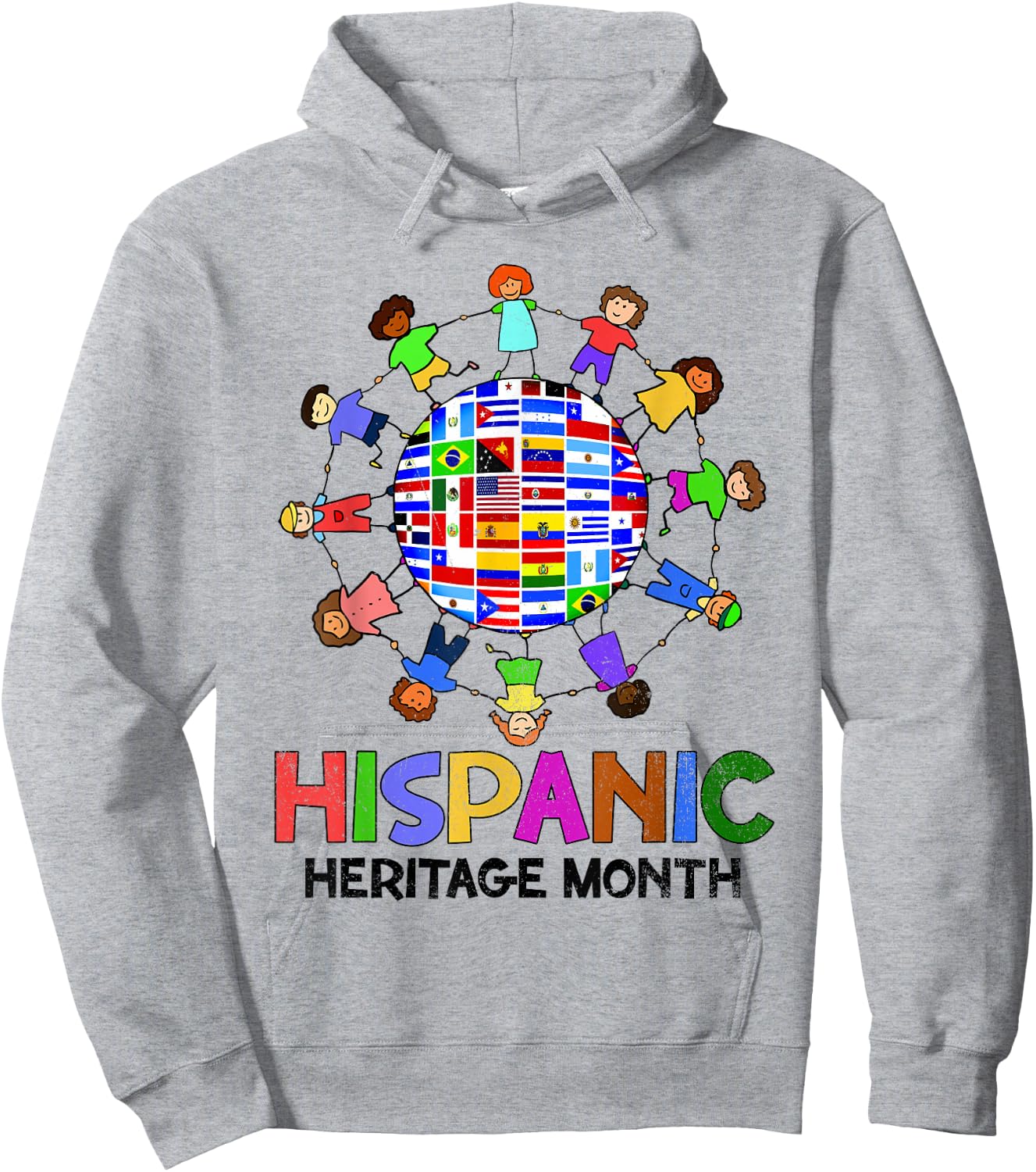 Hispanic Heritage Month Latino Countries Flags Boy Girl Kids Hoodie - Hoodie | Ash
