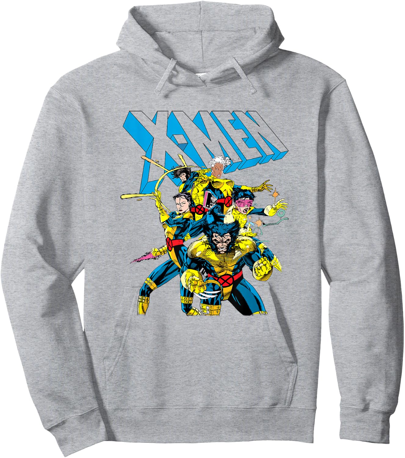 Marvel X-Men 80's Style Uniforms Vintage Group Shot Hoodie - Hoodie | Ash