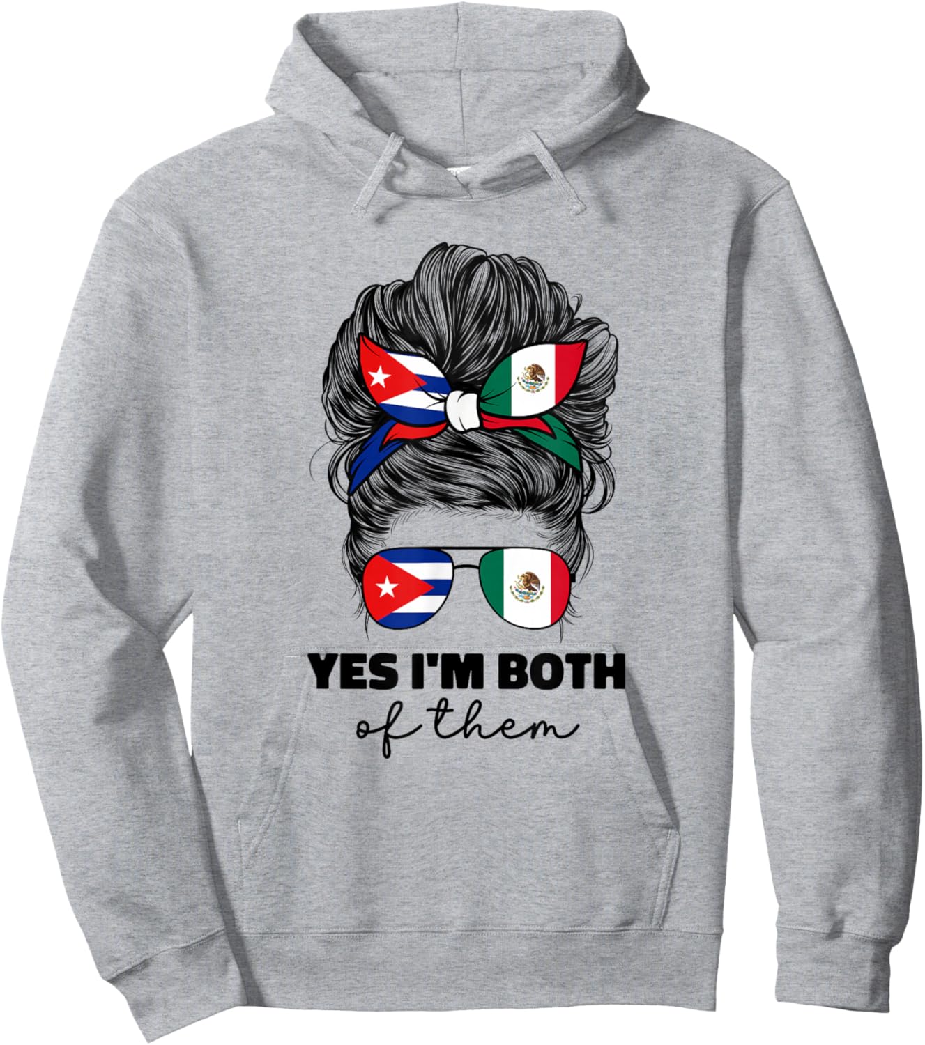 Half Mexican And Half Cuban Mexico Cubanita Cuba Flag Girl Hoodie - Hoodie | Ash