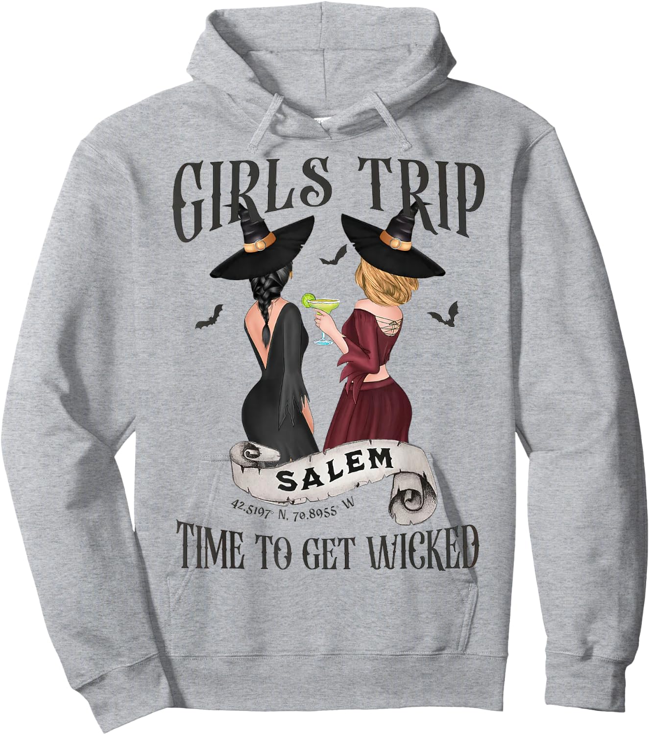 Girls Trip Salem Time To Get Wicked, Salem 1692 Halloween Hoodie - Hoodie | Ash