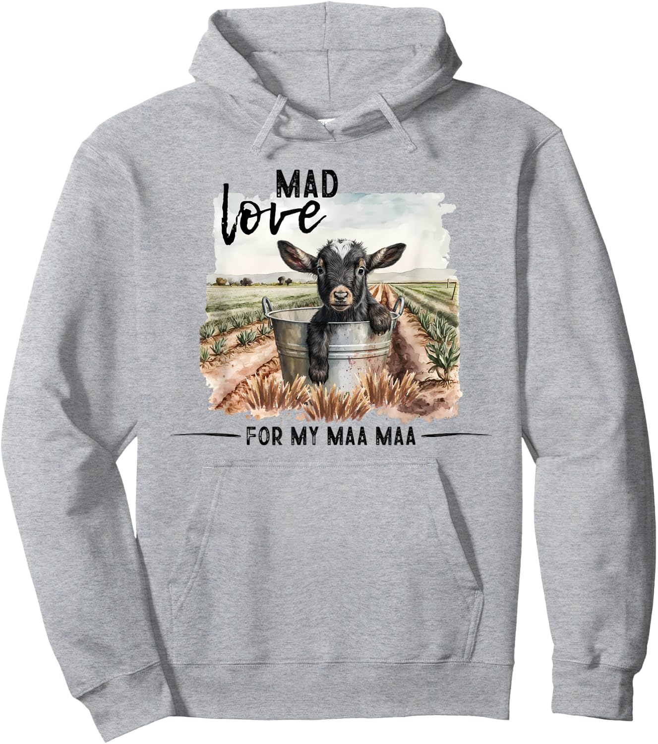 Mad Love For My MaMa Goat Farm Maa Maa Farmer Toddler Kids Hoodie - Hoodie | Ash