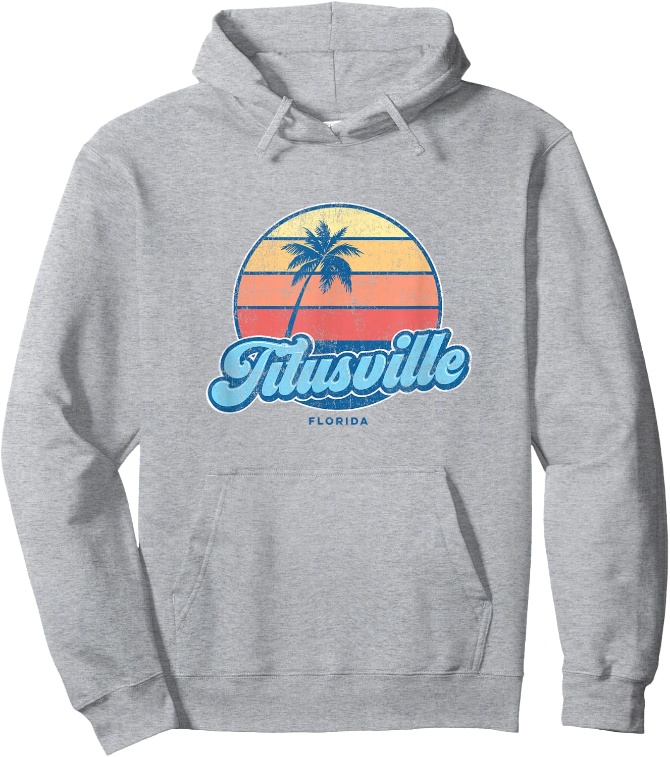 Vintage Titusville Florida FL Classic 70s Retro Surfer Hoodie - Hoodie | Ash