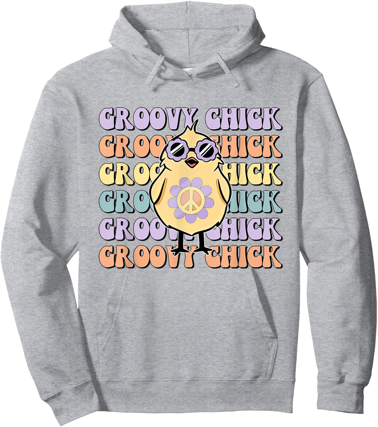 One Groovy Chick Retro Chick Costume Glasses Cute Easter Day Hoodie - Hoodie | Ash
