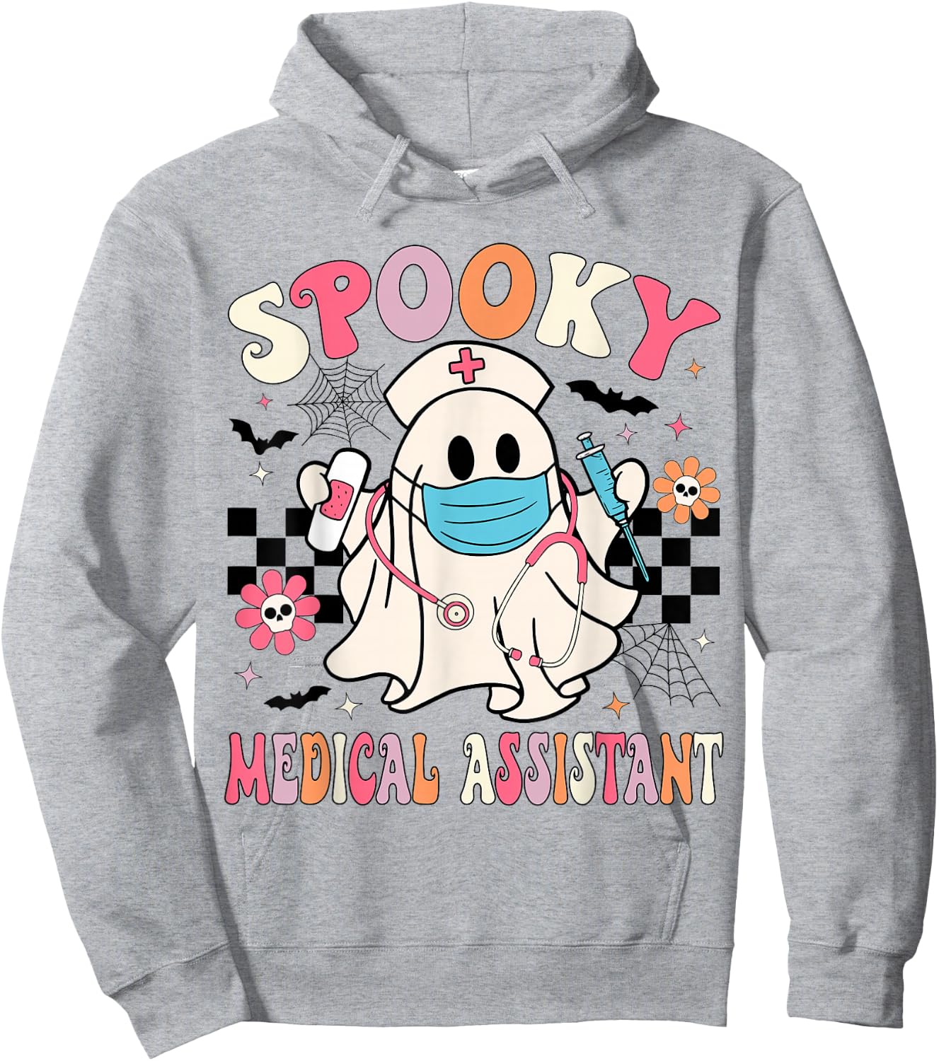 Groovy Spooky Medical Assistant Cute Halloween Med Assistant Hoodie - Hoodie | Ash