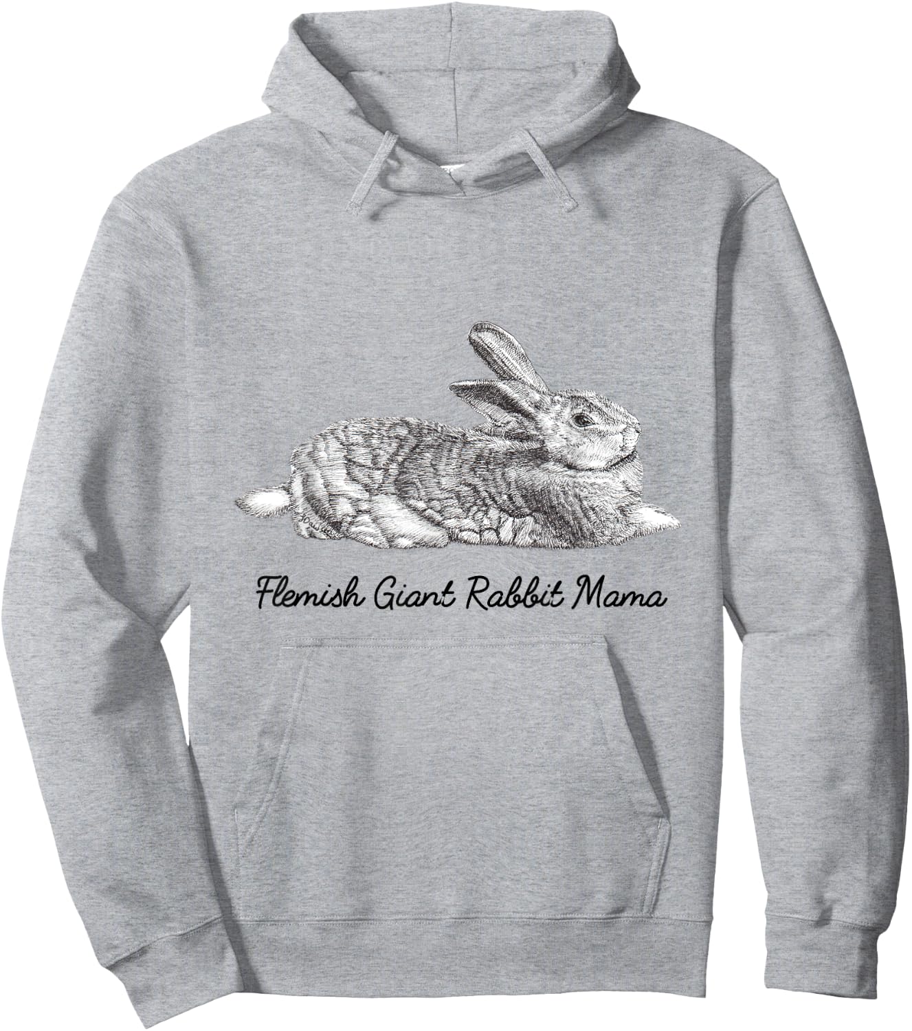 Flemish Giant Bunny Rabbit Mama Drawing Hoodie - Hoodie | Ash